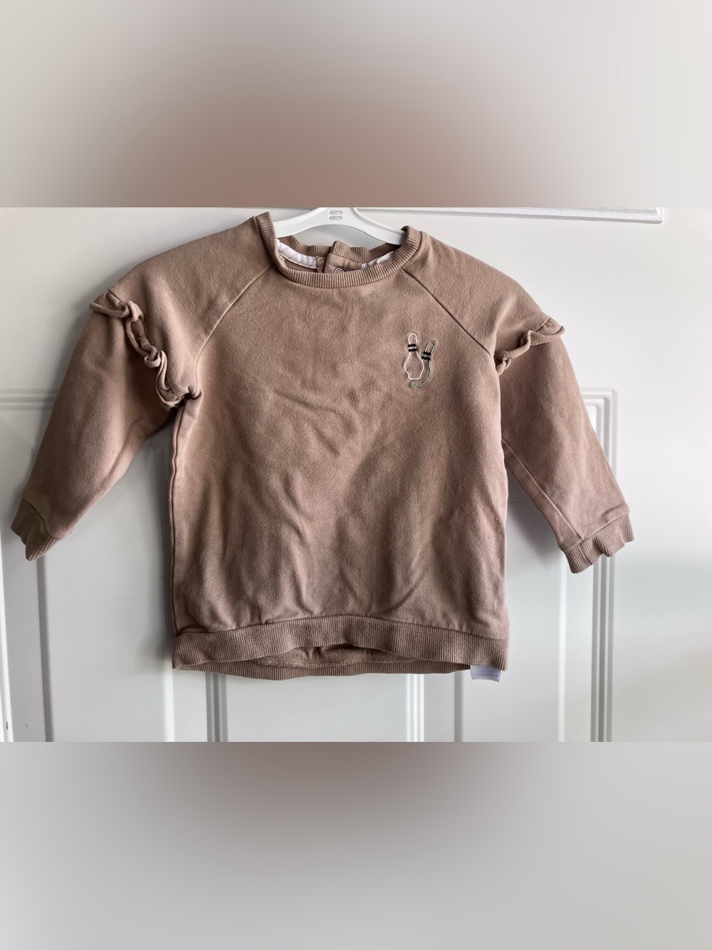 Miles the label brown bowling ruffle sweater organic cotton 18 months